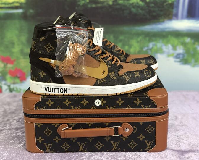 Nike X Off-White X Louis Vuitton Air Jordan 1 Customs Monogram Sneaker - PerfectKickZ