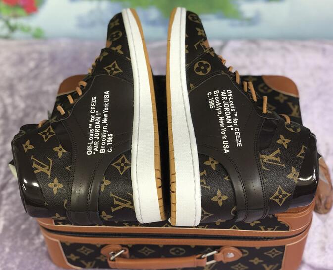 Nike X Off-White X Louis Vuitton Air Jordan 1 Customs Monogram Sneaker - PerfectKickZ