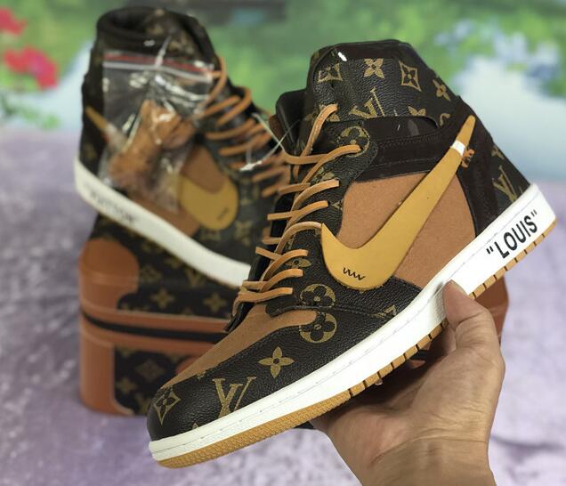 Nike X Off-White X Louis Vuitton Air Jordan 1 Customs Monogram Sneaker - PerfectKickZ