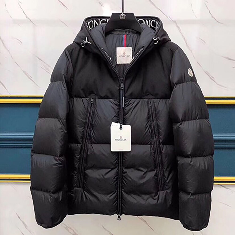 Moncler Jacket With Moncler Embroidered Ribbon Trim(Black) - PerfectKickZ