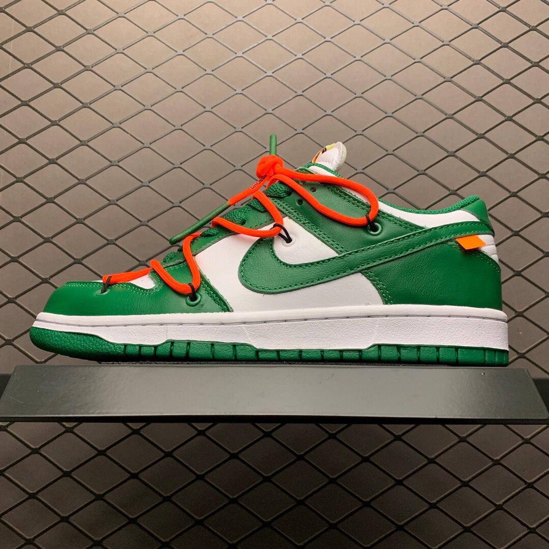 Off-White X Futura X Nike SB Dunk Low In White/Pine Green  - PerfectKickZ