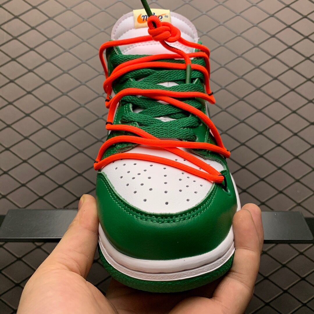 Off-White X Futura X Nike SB Dunk Low In White/Pine Green  - 