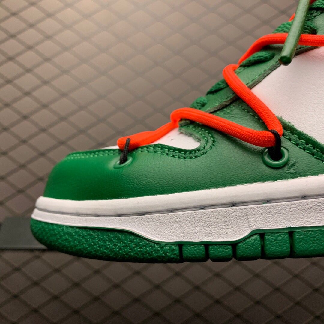 Off-White X Futura X Nike SB Dunk Low In White/Pine Green  - 