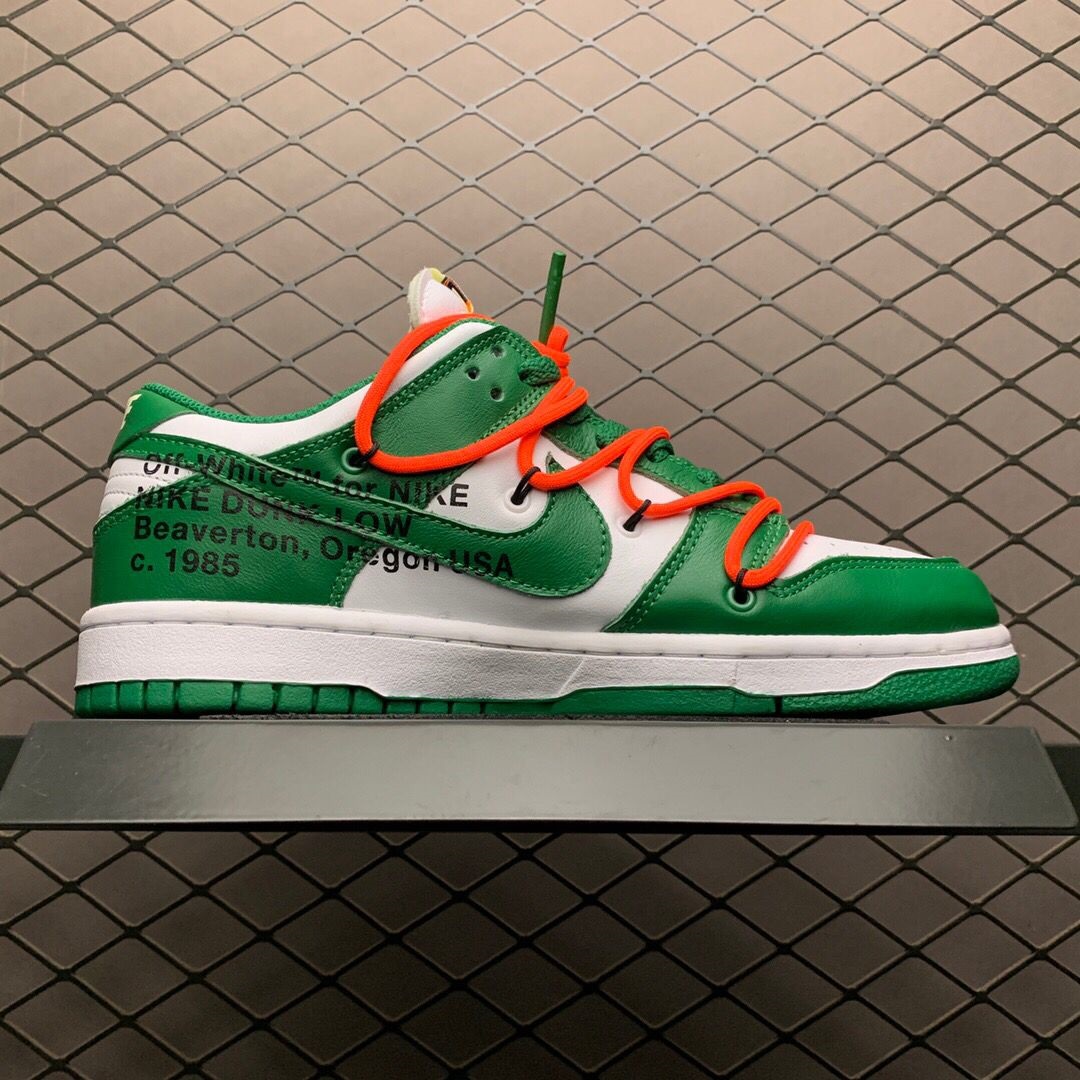 Off-White X Futura X Nike SB Dunk Low In White/Pine Green  - PerfectKickZ