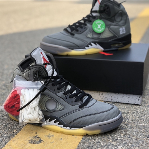 Jordan Nike Air Jordan 5 Off-White Black - PerfectKickZ