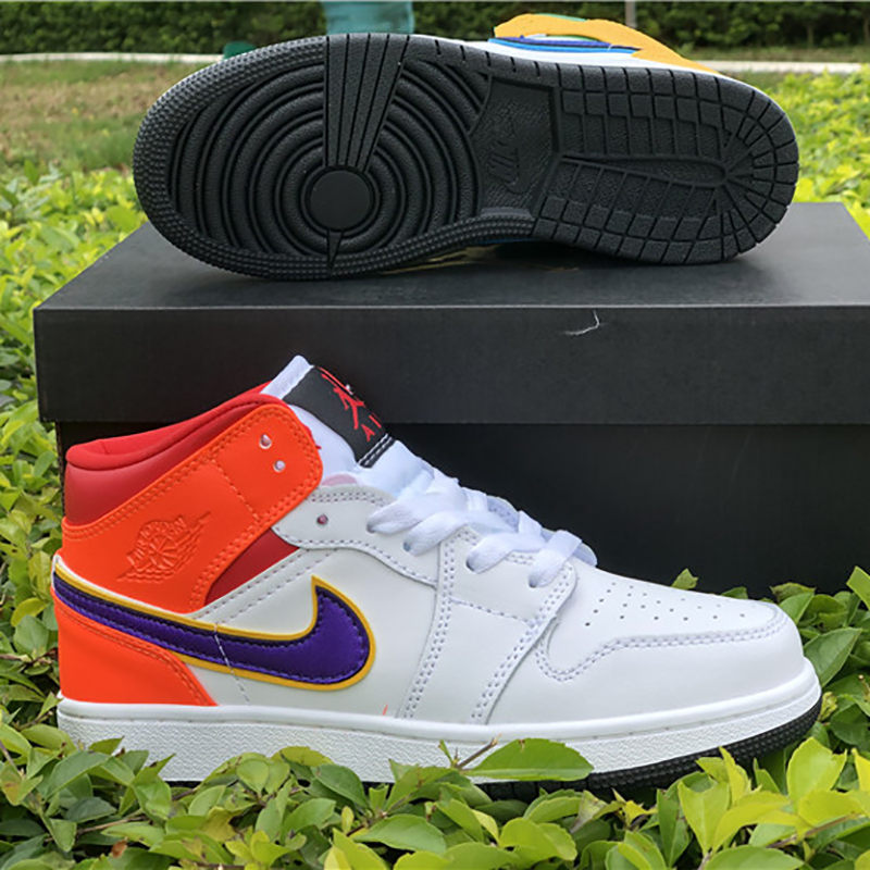 Jordan Air Jordan 1 Mid GS White Court Purple Spirit Teal - PerfectKickZ