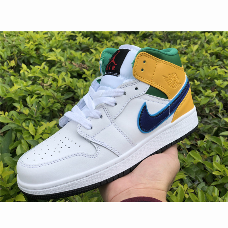 Jordan Air Jordan 1 Mid GS White Court Purple Spirit Teal - PerfectKickZ