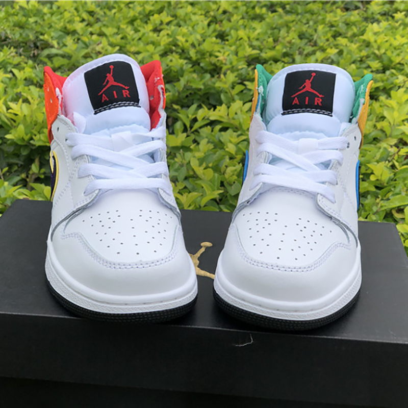 Jordan Air Jordan 1 Mid GS White Court Purple Spirit Teal - PerfectKickZ