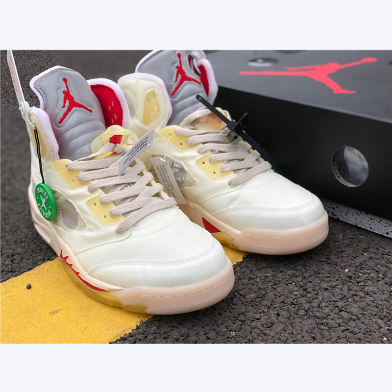 Jordan Offwhite X AJ5 White/Fire Red  - PerfectKickZ