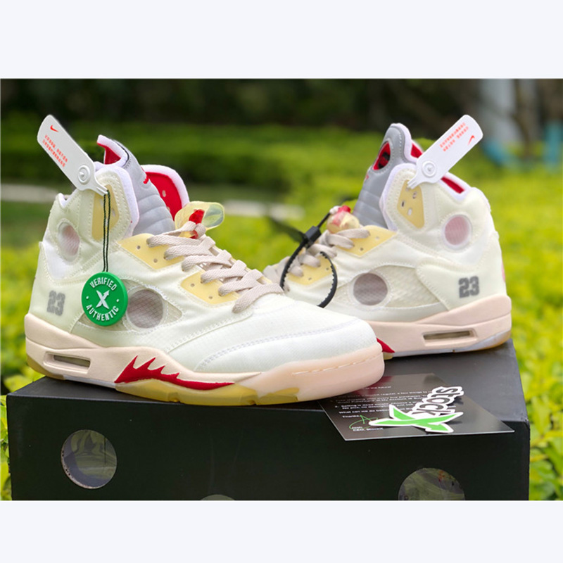 Jordan Offwhite X AJ5 White/Fire Red  - PerfectKickZ