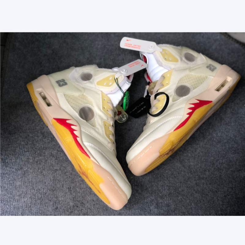 Jordan Offwhite X AJ5 White/Fire Red  - PerfectKickZ
