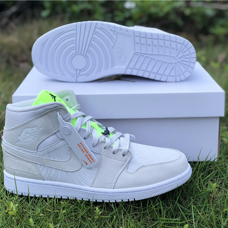 Jordan AJ1 Mid White Volt  - PerfectKickZ