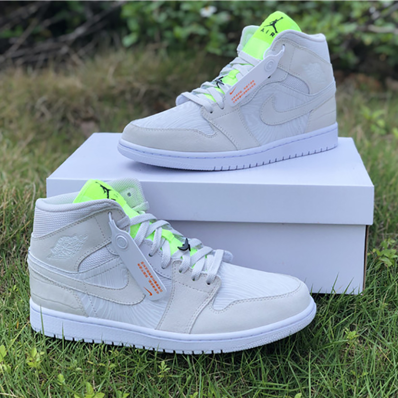 Jordan AJ1 Mid White Volt  - PerfectKickZ