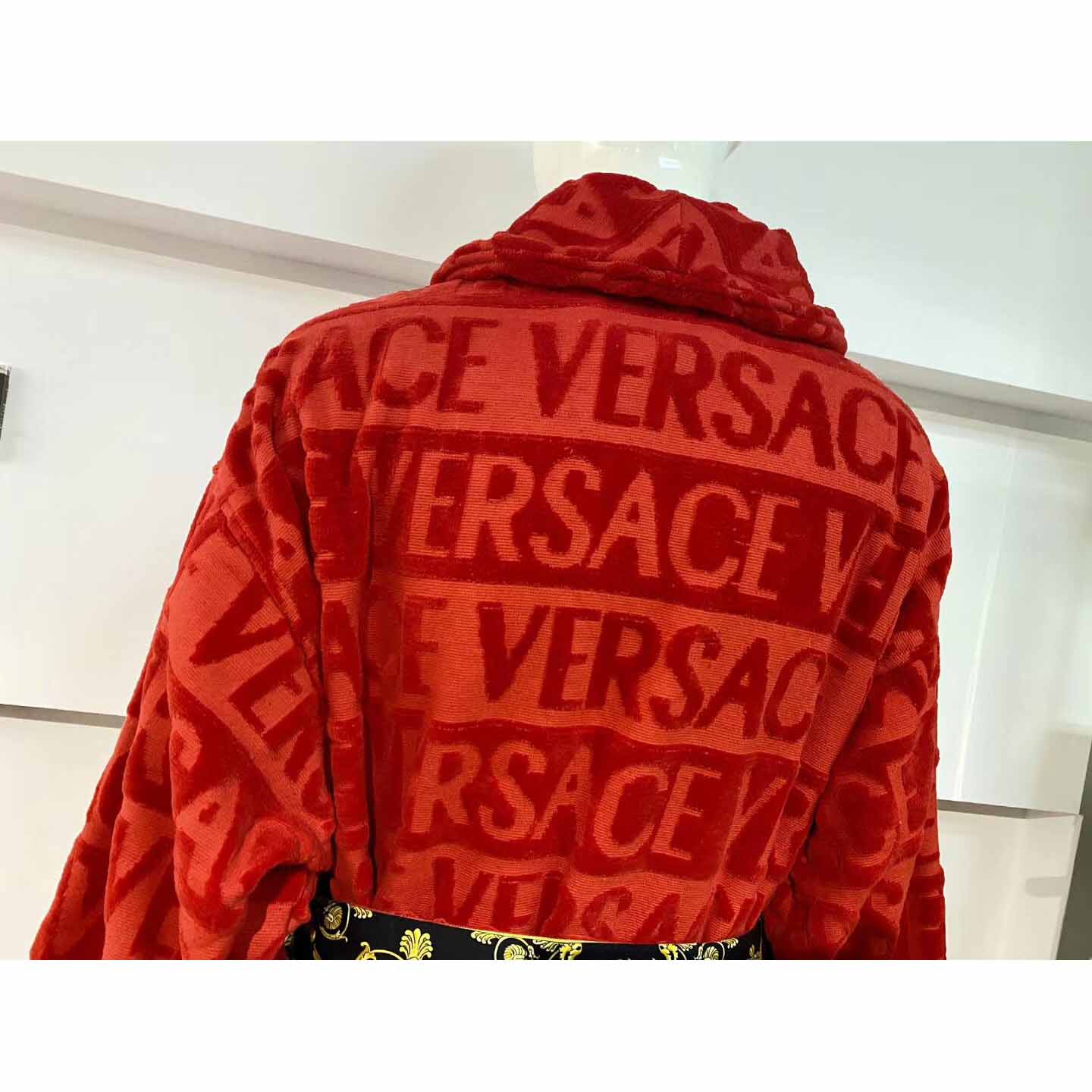 Versace Baroque Logo Jacquard Red Bathrobe - PerfectKickZ