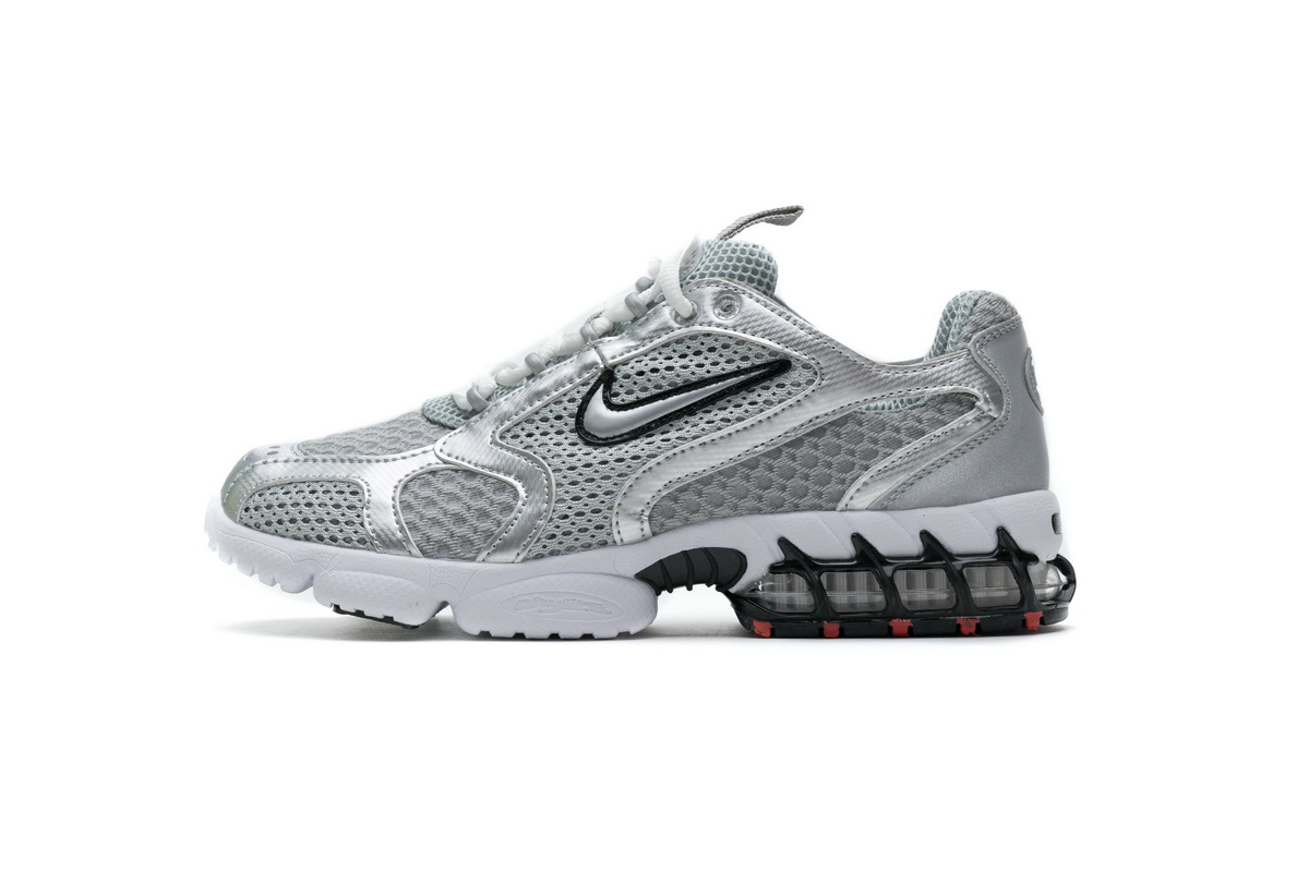 Stussy X Nike Air Zoom Spiridon Caged 2 Metallic Silver - PerfectKickZ