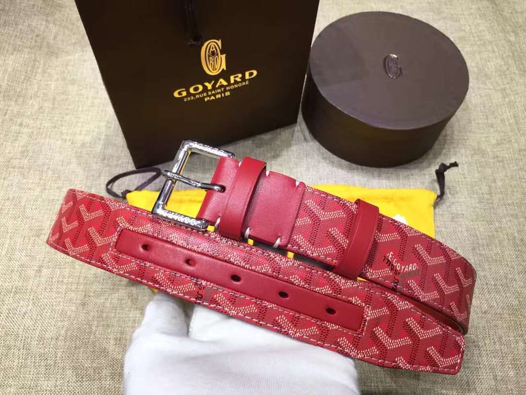 Goyard Paris Leather Mens Red Belt - PerfectKickZ