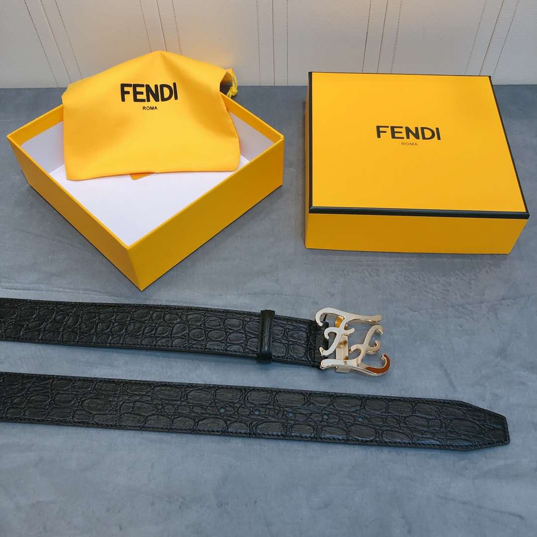 Fendi Leather Belt With FF Buckle - PerfectKickZ
