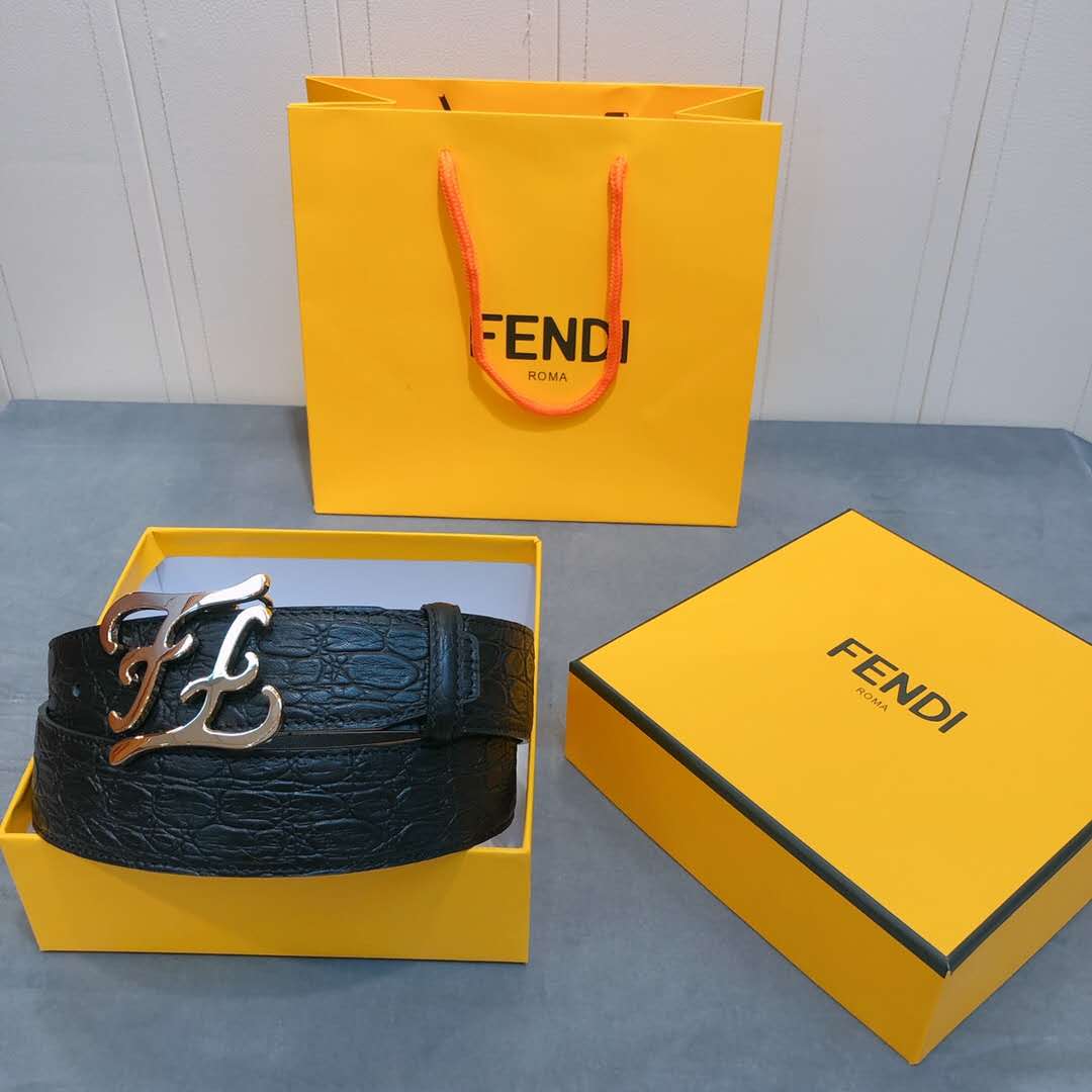 Fendi Leather Belt With FF Buckle - PerfectKickZ