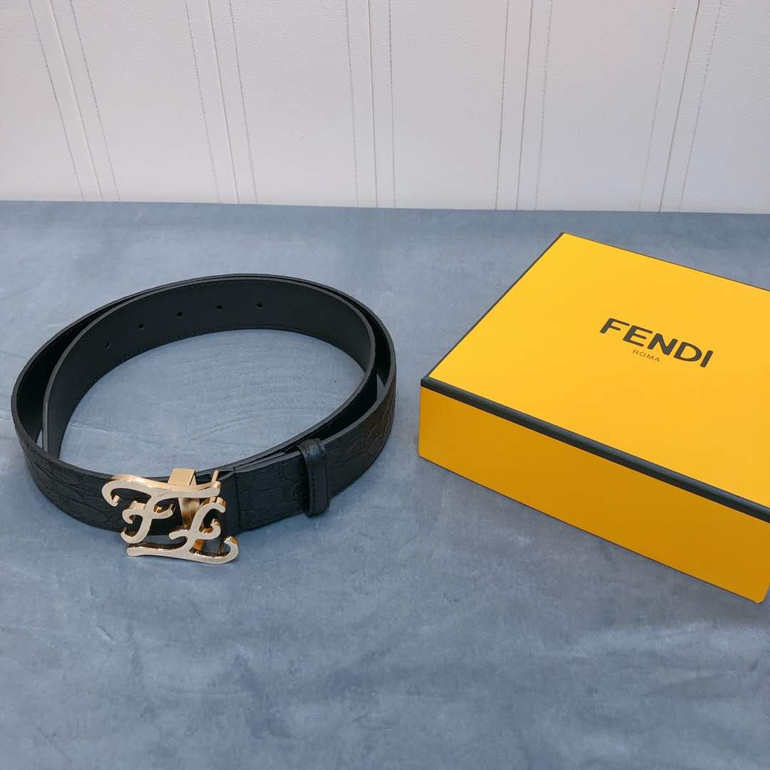 Fendi Leather Belt With FF Buckle - PerfectKickZ