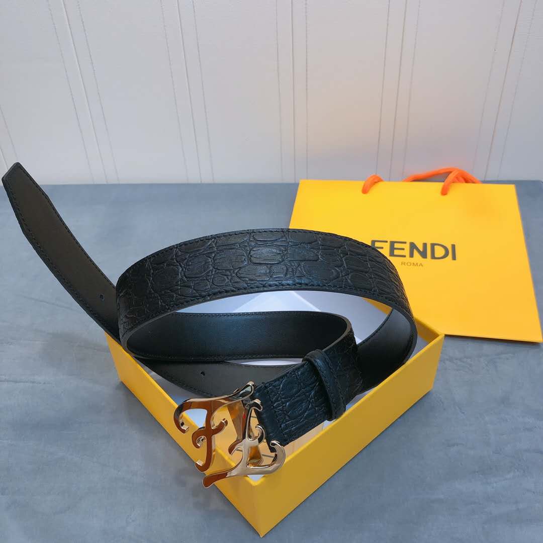 Fendi Leather Belt With FF Buckle - PerfectKickZ