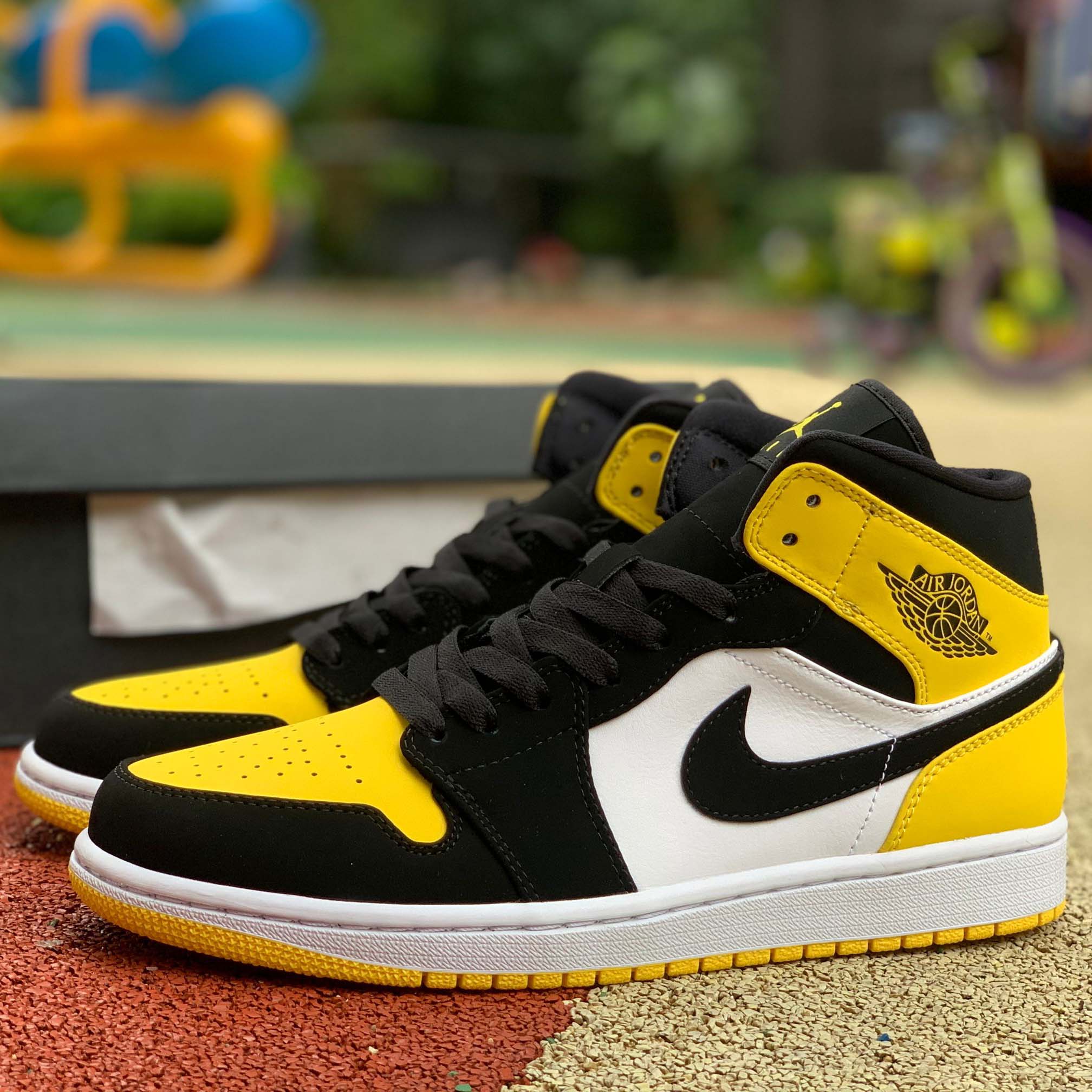 Jordan 1 Mid Yellow Toe Footasylum  - PerfectKickZ