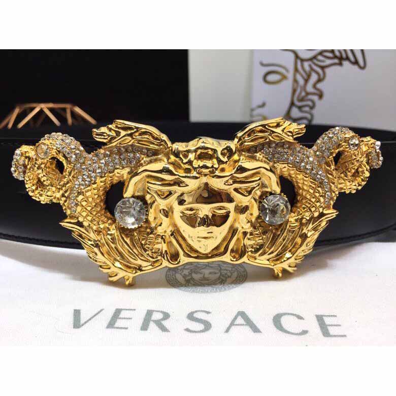 Versace Medusa Head Leather Belt - PerfectKickZ