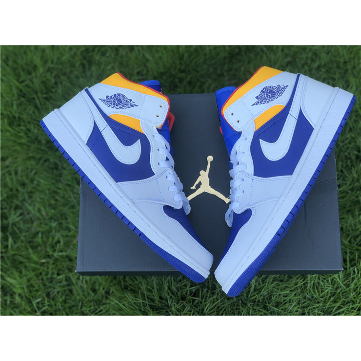 Jordan Air 1 Mid Royal Blue Laser Orange 554724-131 - PerfectKickZ