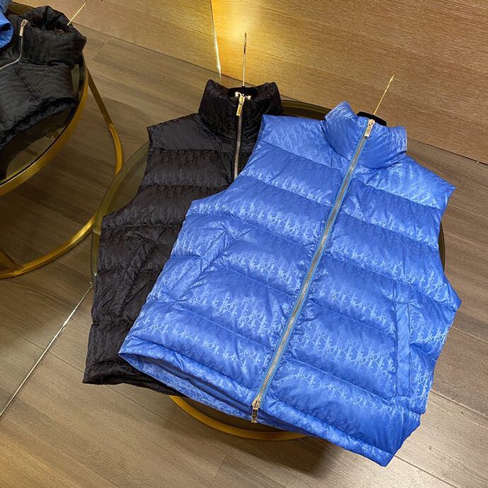 Dior Oblique Sleeveless Down Jacket In Blue - PerfectKickZ