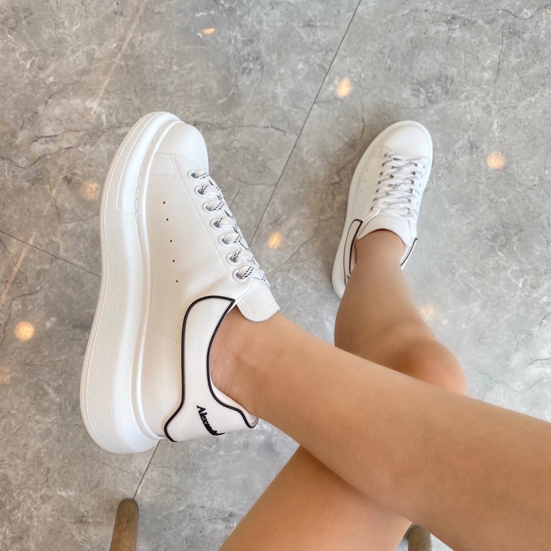 Alexander Mqueen Raised-Sole Low-Top Leather Trainers - PerfectKickZ
