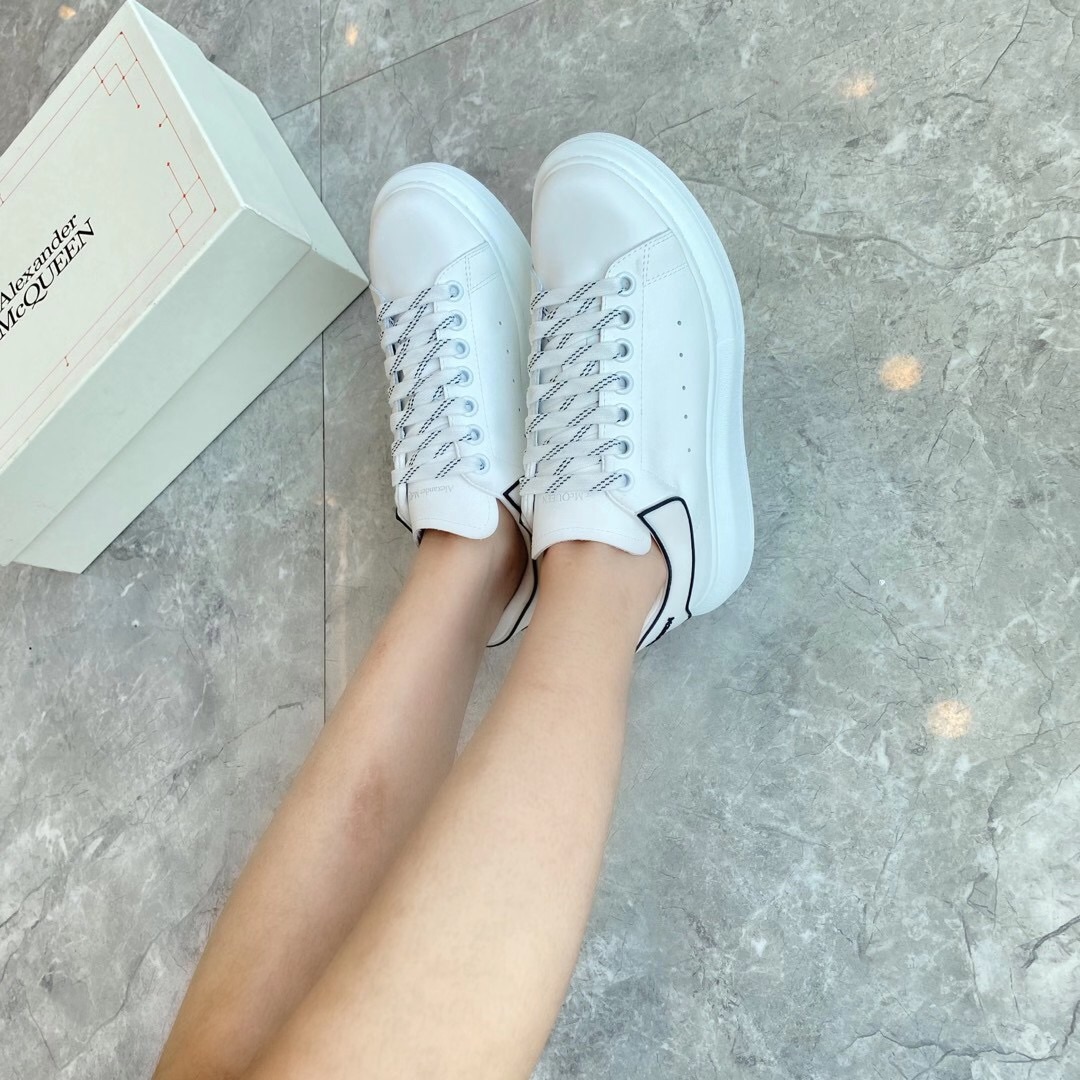 Alexander Mqueen Raised-Sole Low-Top Leather Trainers - PerfectKickZ