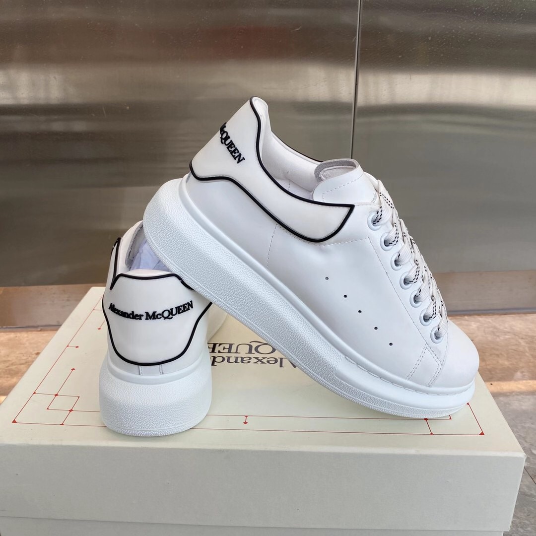 Alexander Mqueen Raised-Sole Low-Top Leather Trainers - PerfectKickZ