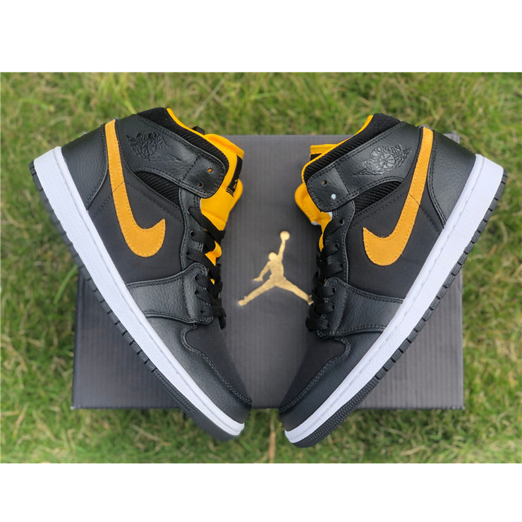 Jordan Air 1 Mid Black University Gold CI9352-001  - PerfectKickZ