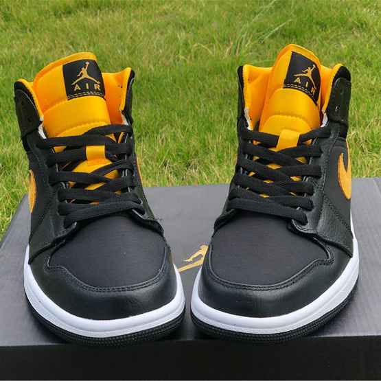 Jordan Air 1 Mid Black University Gold CI9352-001  - PerfectKickZ