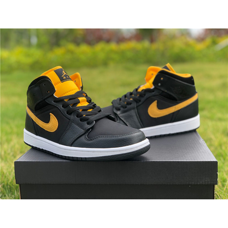 Jordan Air 1 Mid Black University Gold CI9352-001  - PerfectKickZ