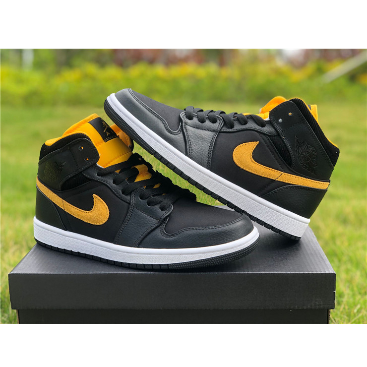Jordan Air 1 Mid Black University Gold CI9352-001  - PerfectKickZ