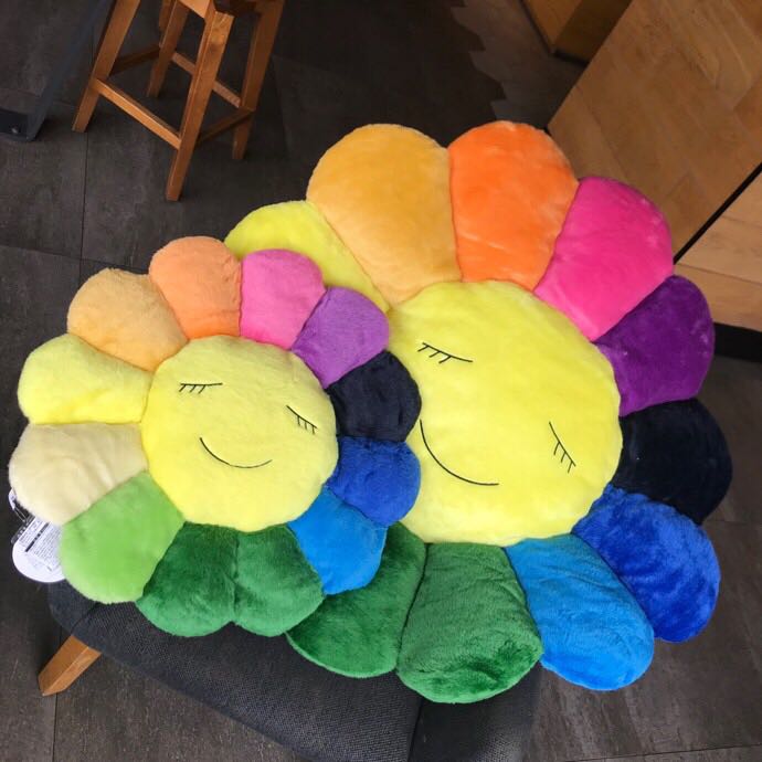Takashi Murakami Smile On Rainbow Flower Plush Toys （Big / 100cm） - PerfectKickZ