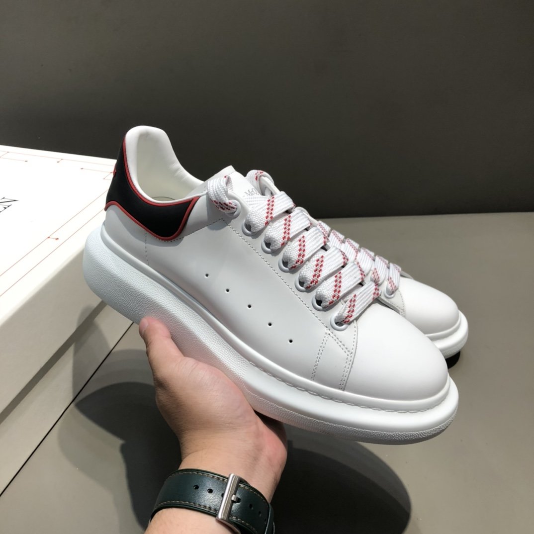 Alexander Mqueen Raised-Sole Low-Top Leather Trainers - PerfectKickZ