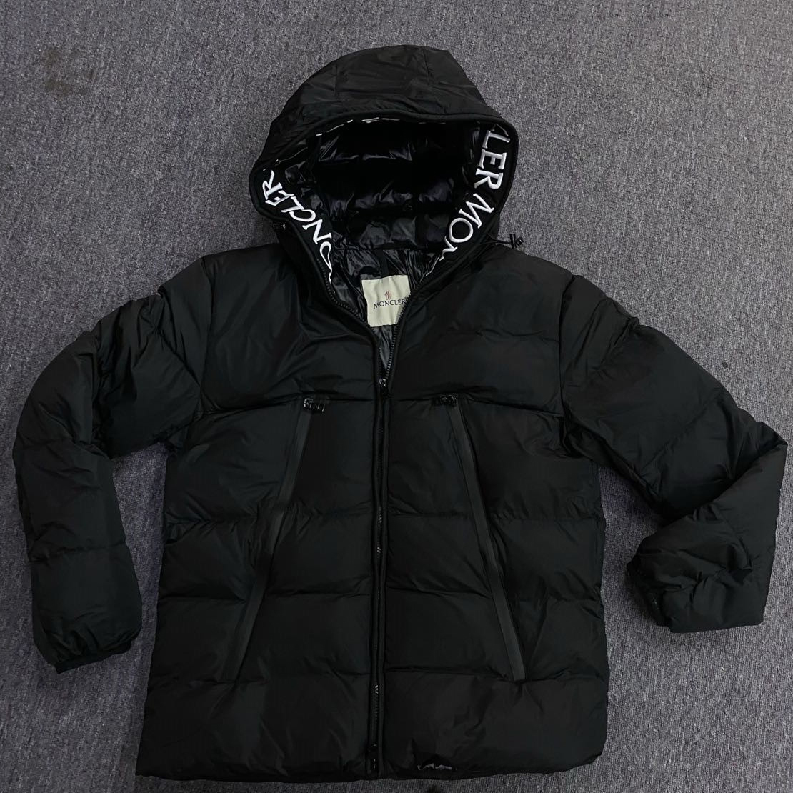 Moncler Down Jacket With Moncler Embroidered Ribbon Trim(Black) - PerfectKickZ
