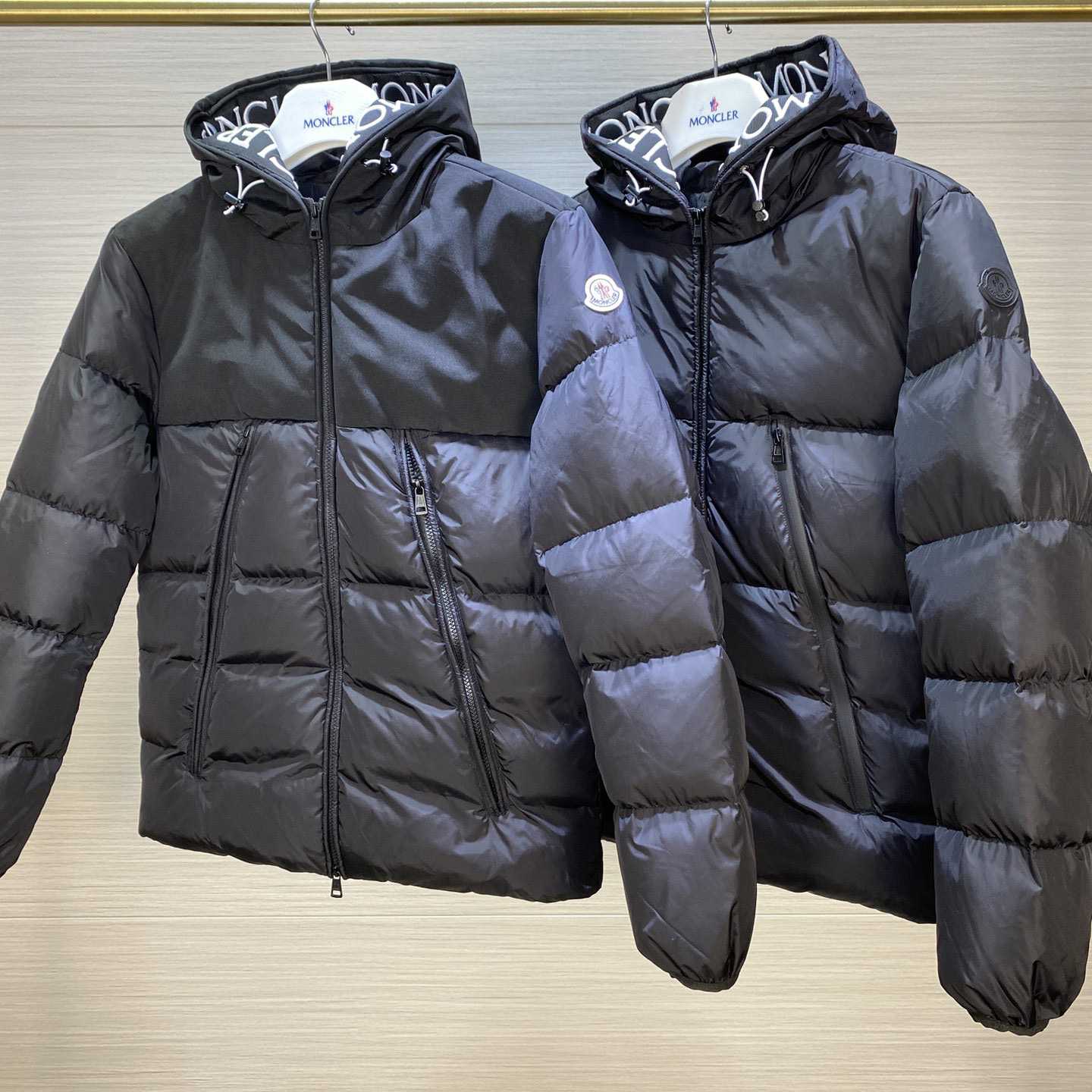 Moncler Down Jacket With Moncler Embroidered Ribbon Trim(Black) - PerfectKickZ