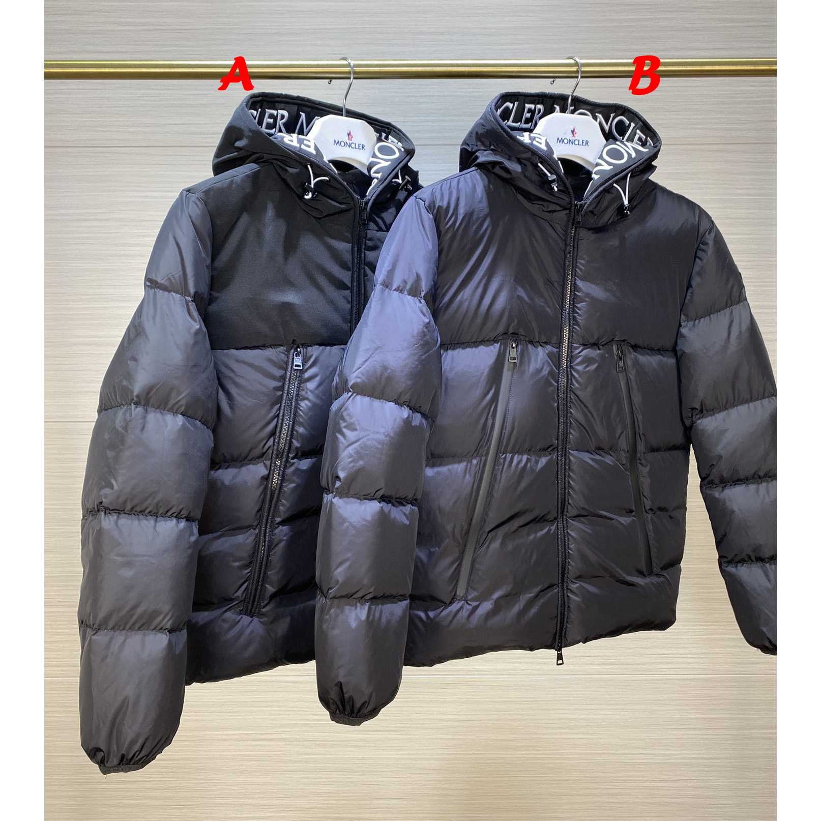 Moncler Down Jacket With Moncler Embroidered Ribbon Trim(Black) - PerfectKickZ