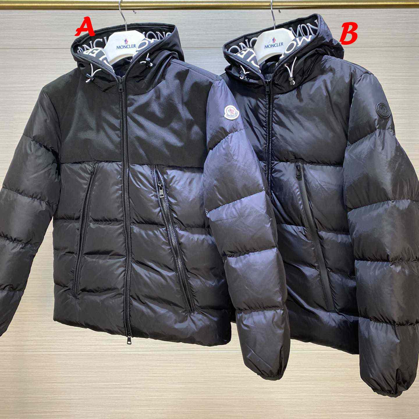Moncler Down Jacket With Moncler Embroidered Ribbon Trim(Black) - PerfectKickZ