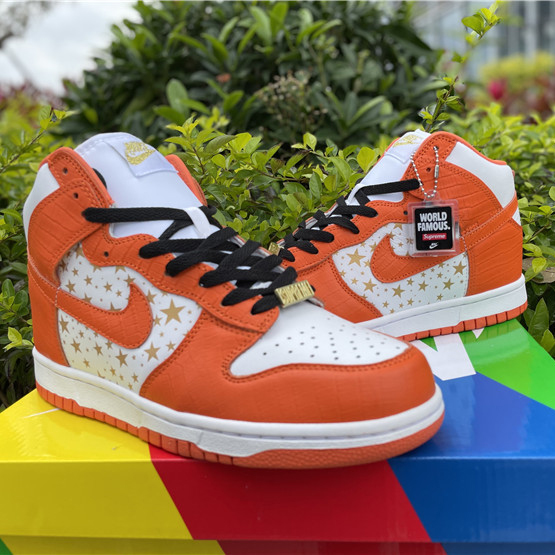 Nike Dunk High Pro SB Supreme Orange Stars - PerfectKickZ