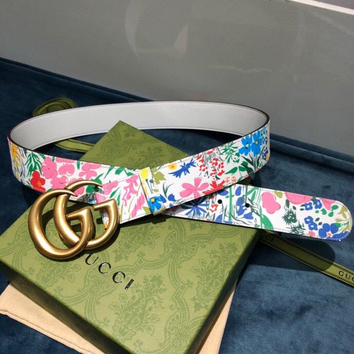 Gucci Flower Print Belt - PerfectKickZ