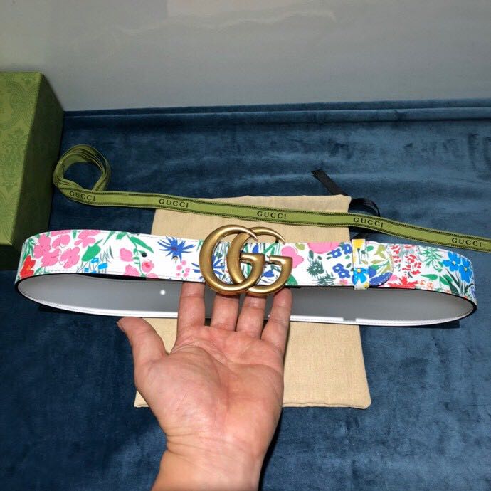 Gucci Flower Print Belt - PerfectKickZ