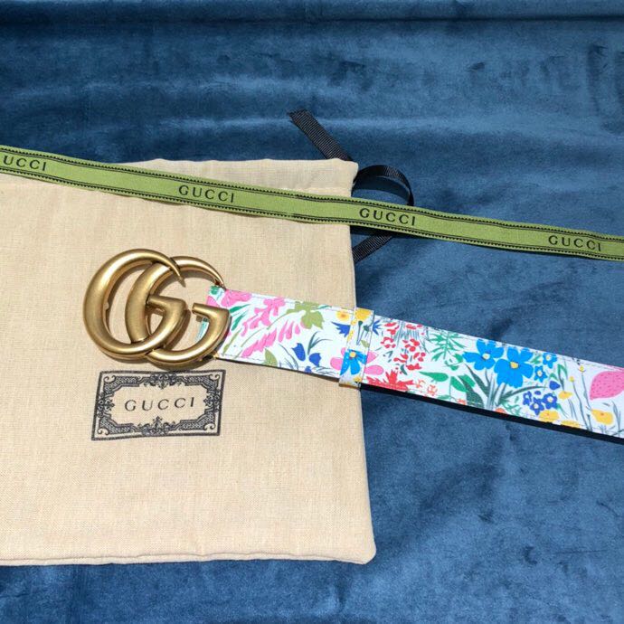 Gucci Flower Print Belt - PerfectKickZ
