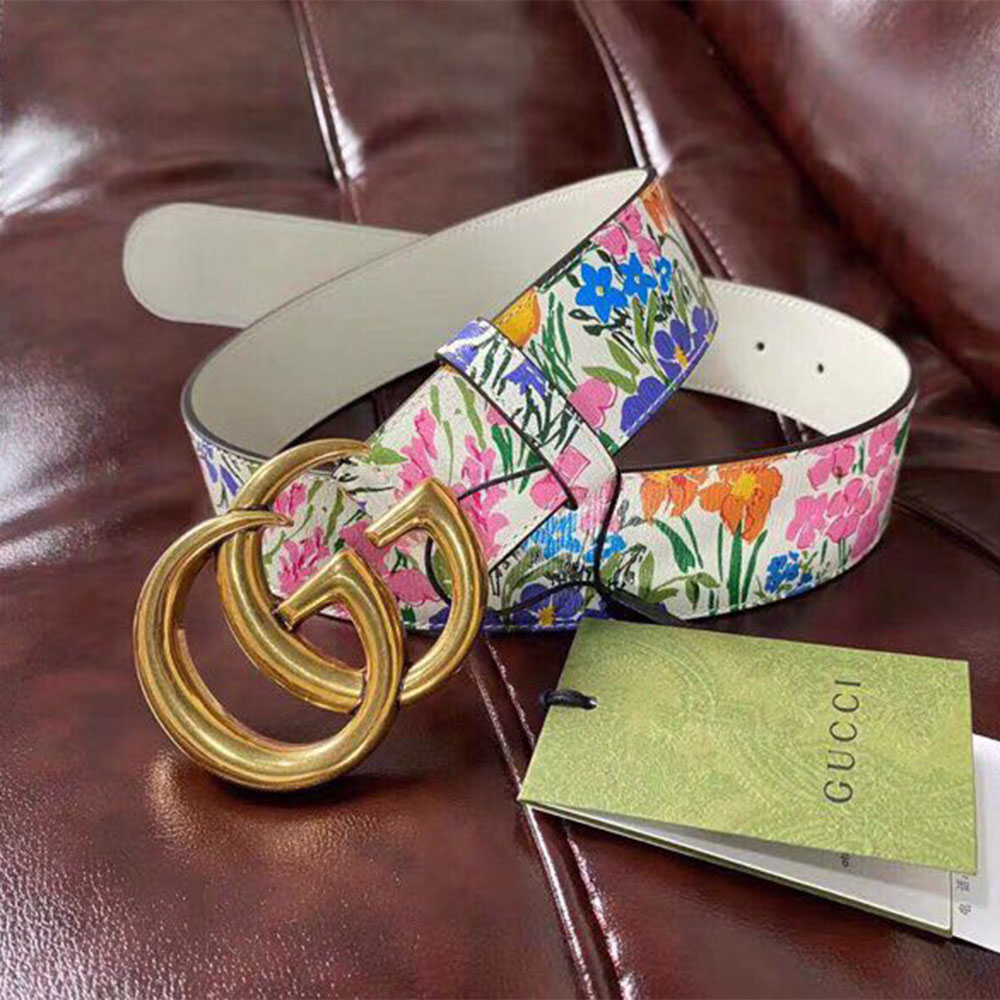 Gucci Flower Print Belt - PerfectKickZ