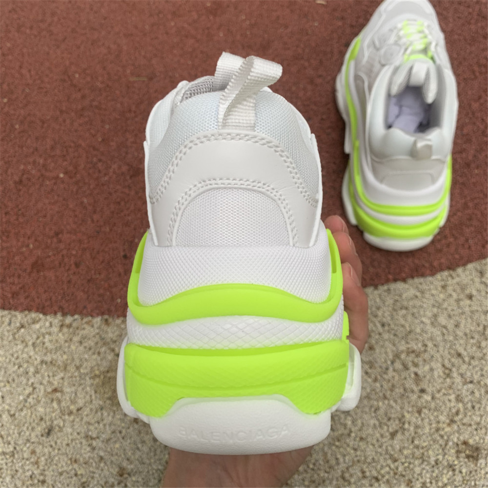 Balenciaga Triple S In  Fluorescent Green And White - PerfectKickZ