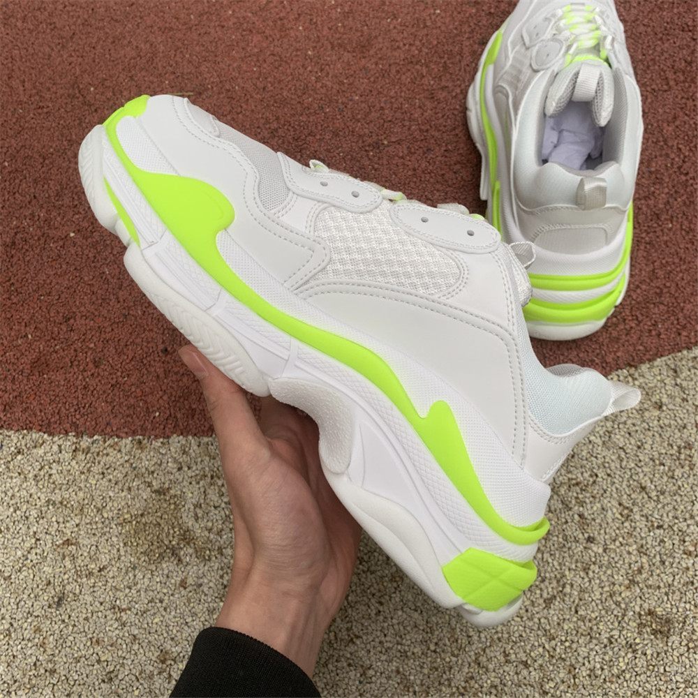 Balenciaga Triple S In  Fluorescent Green And White - 