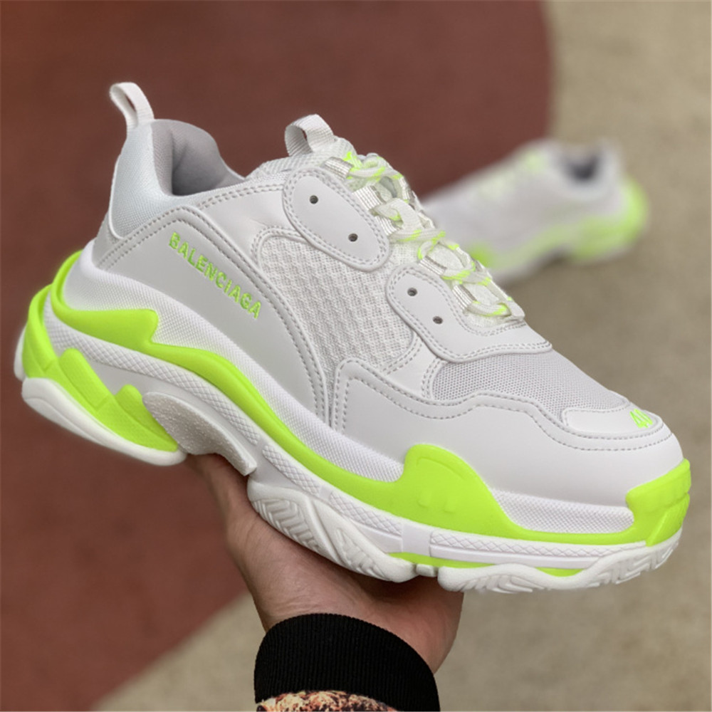 Balenciaga Triple S In  Fluorescent Green And White - 