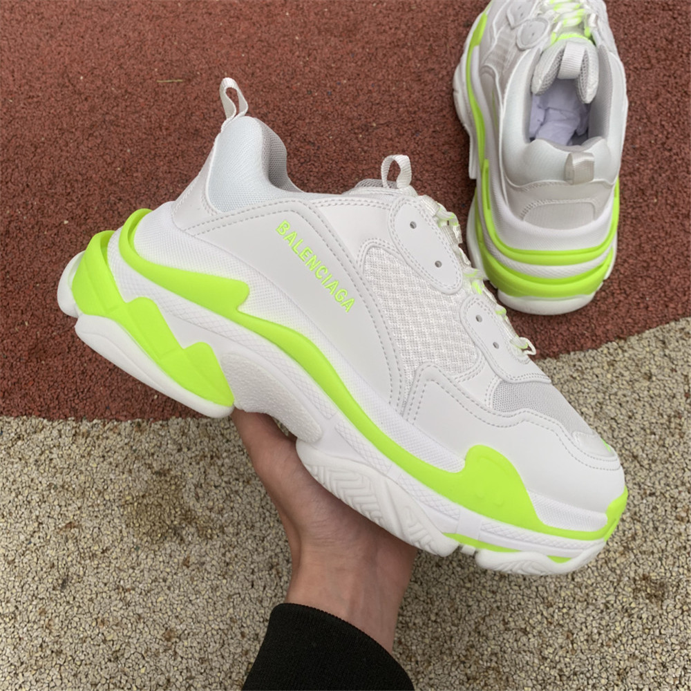 Balenciaga Triple S In  Fluorescent Green And White - 